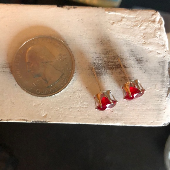 Red Ruby Rhinestone Earrings - Picture 3 of 3
